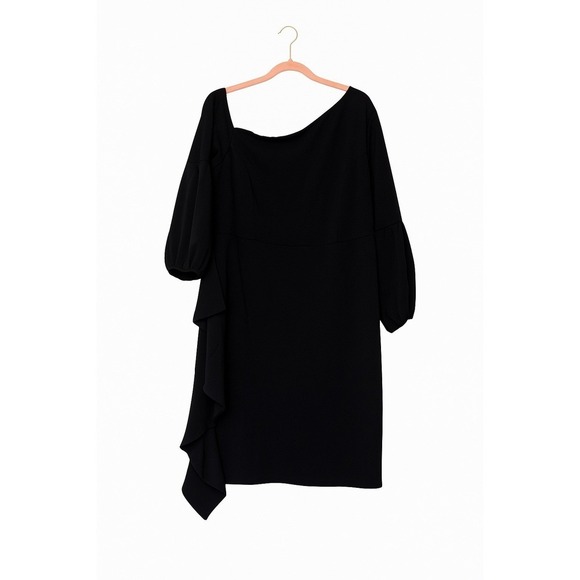 Ashley Stewart Dresses & Skirts - Ashley Stewart Black Asymmetrical Ruffle Dress – Size 18/20 NWTMSRP: $65